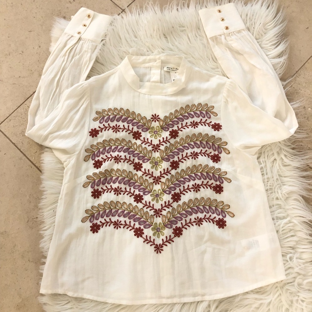 NWT Anthropologie Meadow Rue Daphne Embroidered Blouse - Picture 10 of 12